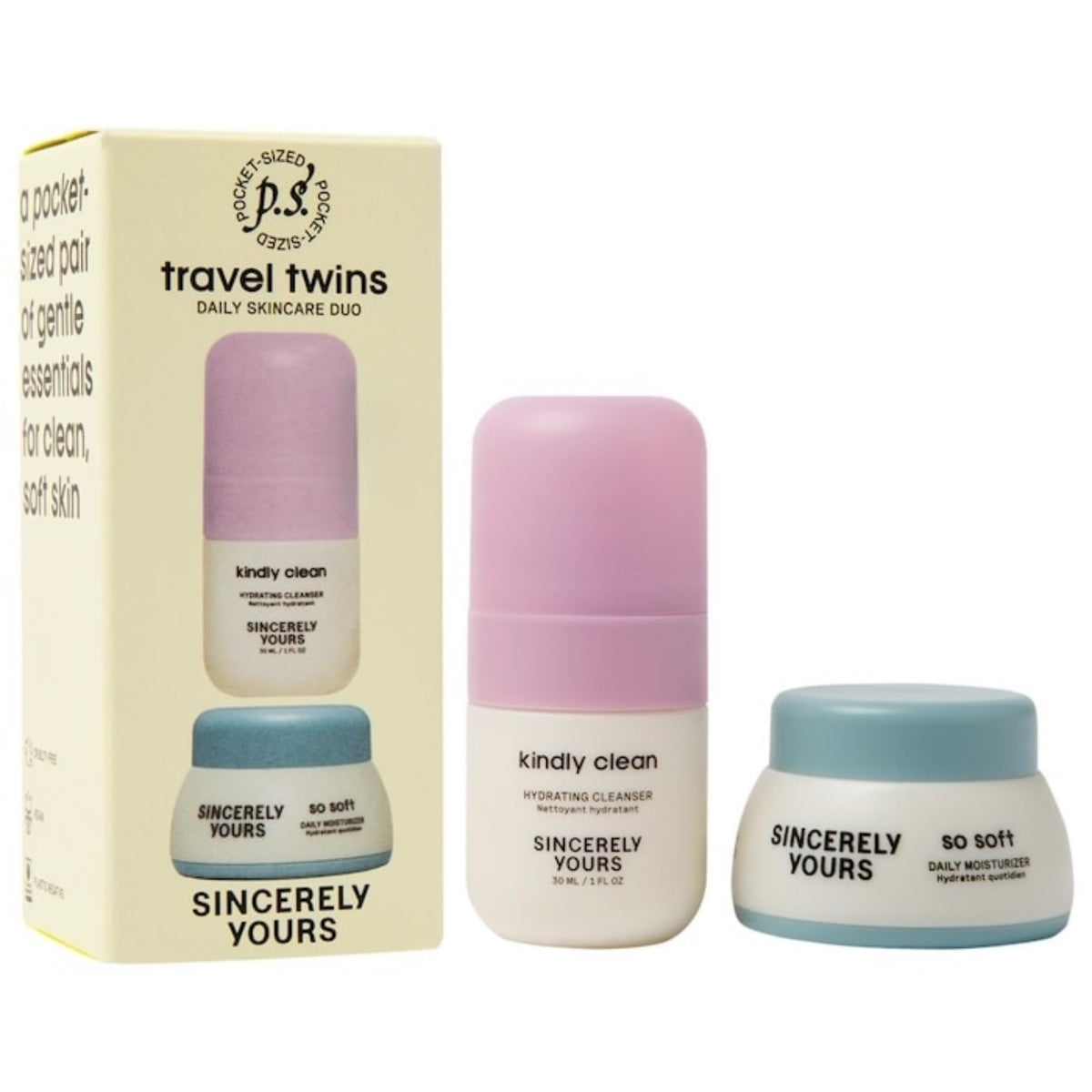 Travel Twins Mini Cleanser & Moisturizer Duo for Sensitive Skin NudeFace Chile