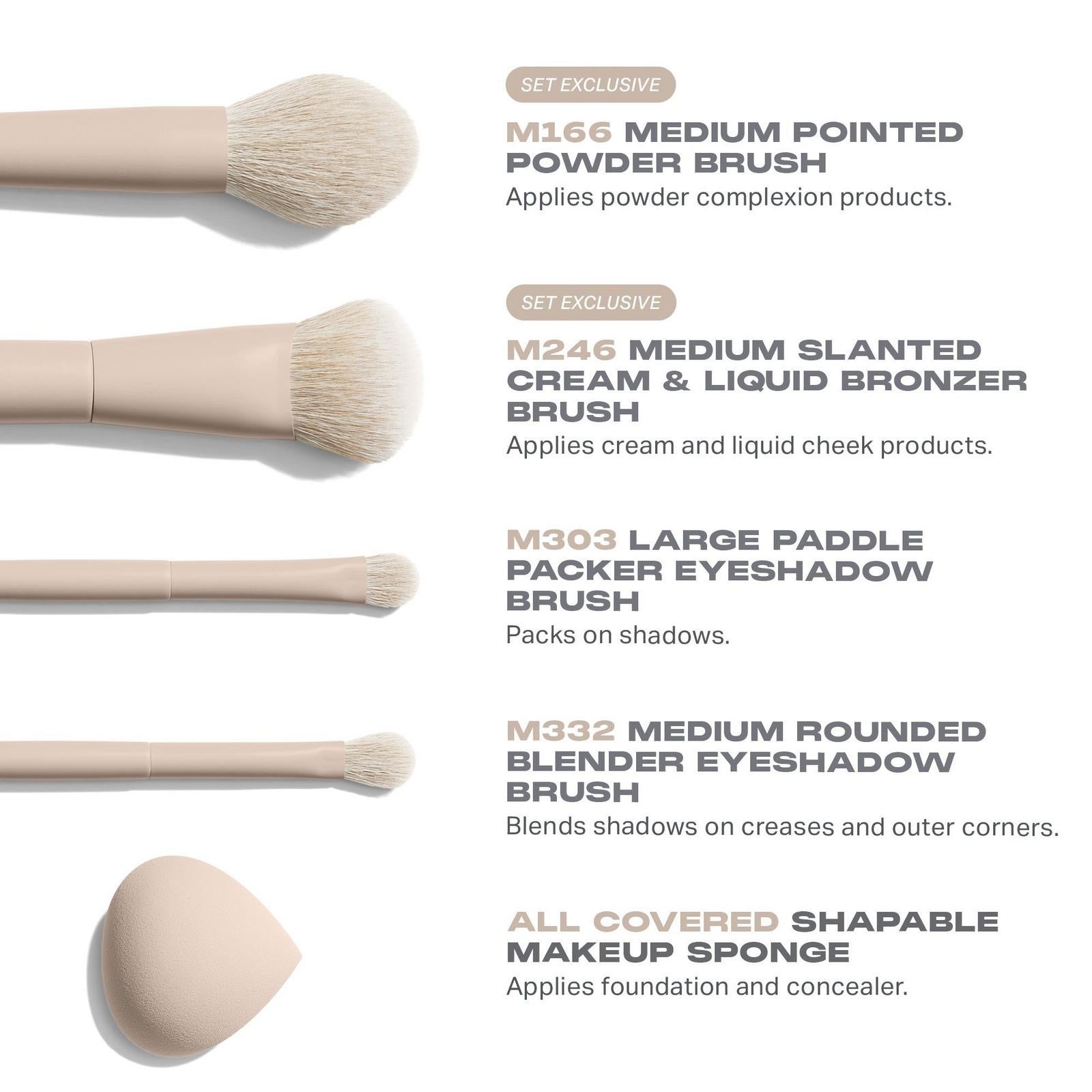 Oat Latte 5-Piece Face & Eye Brush Set NudeFace Chile