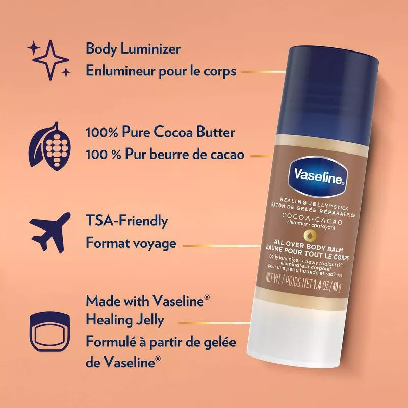 Vaseline Cocoa Shimmer Jelly Stick Cocoa Butter NudeFace Chile