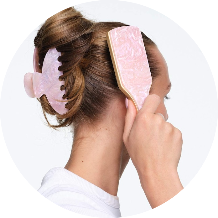 Mini Boar Bristle Hair Brush in Pink Sugar