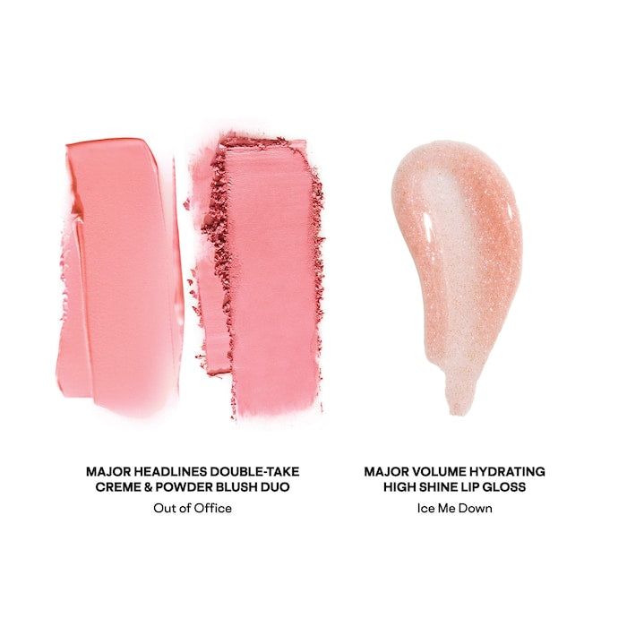 Patrick's Glow and Gloss Set: Major Headlines Blush Duo and Plumping Lip Gloss Makeup Gift Set