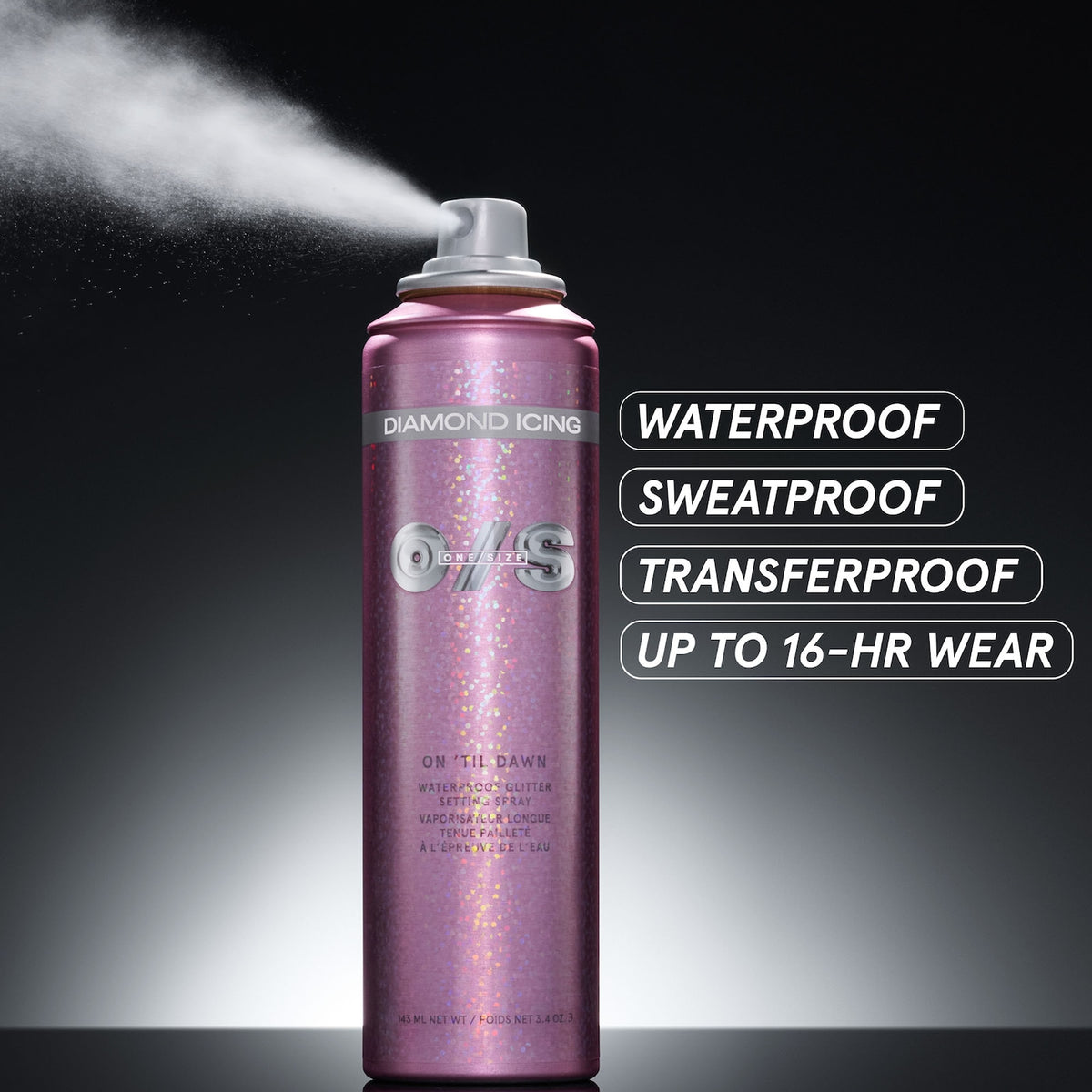 On 'Til Dawn Diamond Icing Glitter Waterproof Setting Spray NudeFace Chile
