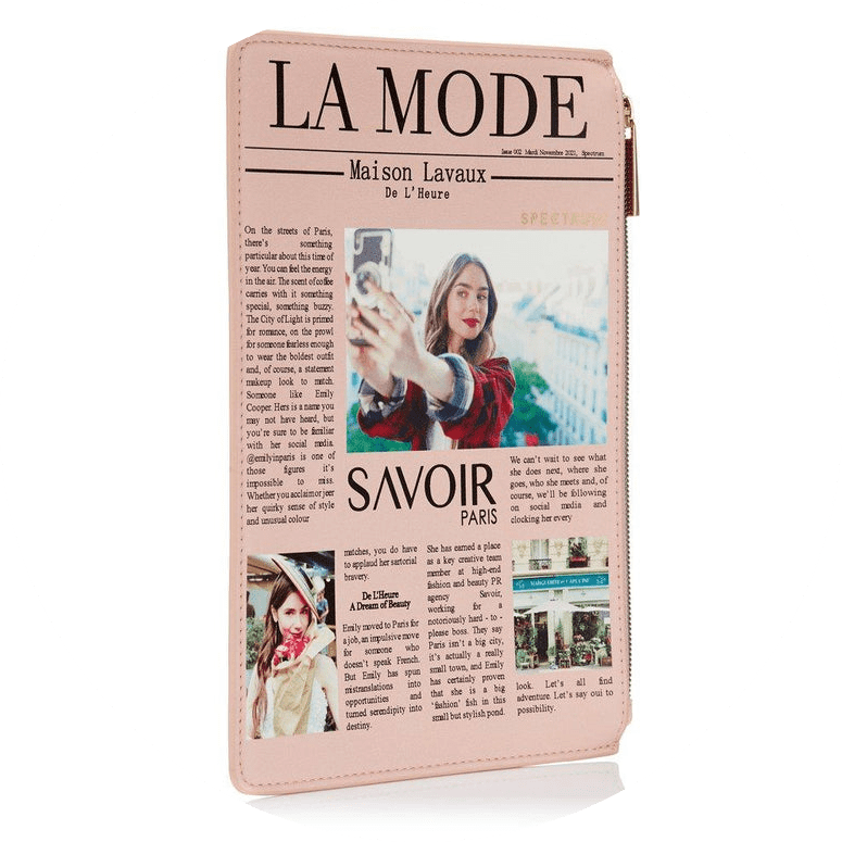 Emily in Paris La Mode Newspaper Clutch NudeFace Chile